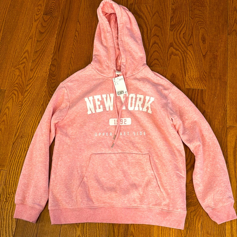 h&m brand new pink new york hoodie